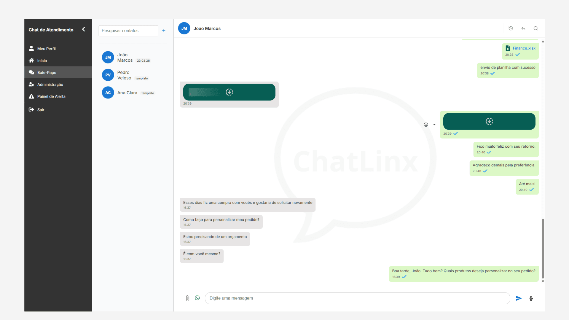 Interface do projeto Chatlinx
